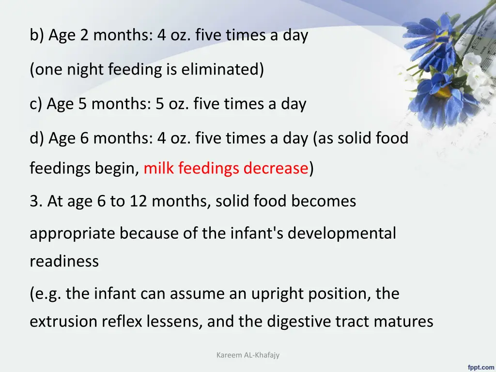 b age 2 months 4 oz five times a day
