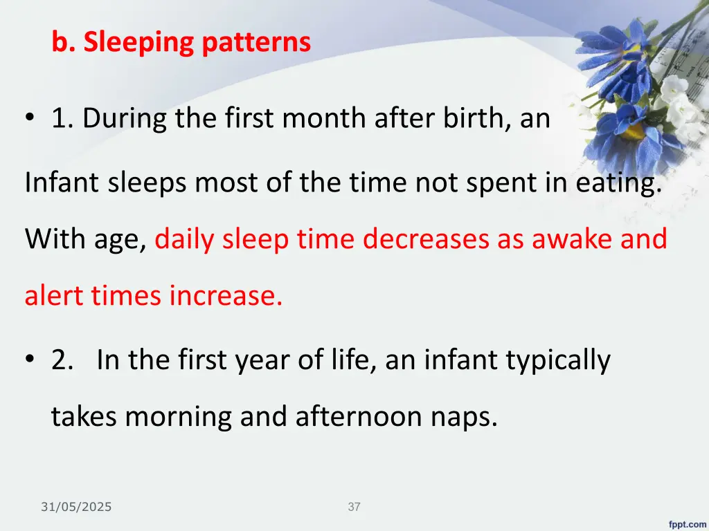 b sleeping patterns
