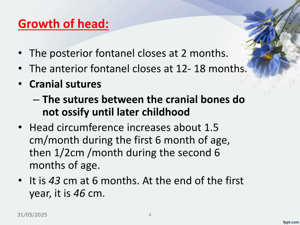 growth of head