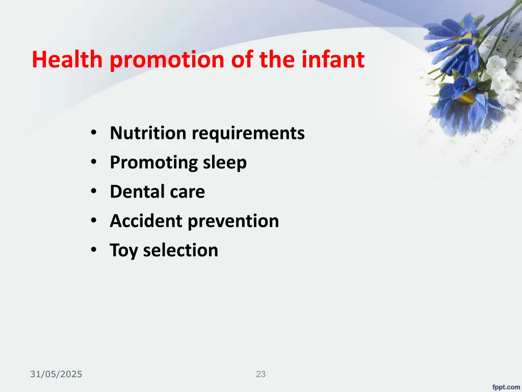 health promotion of the infant