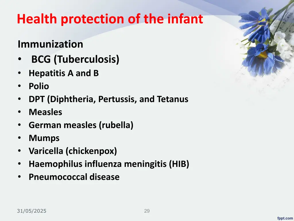 health protection of the infant