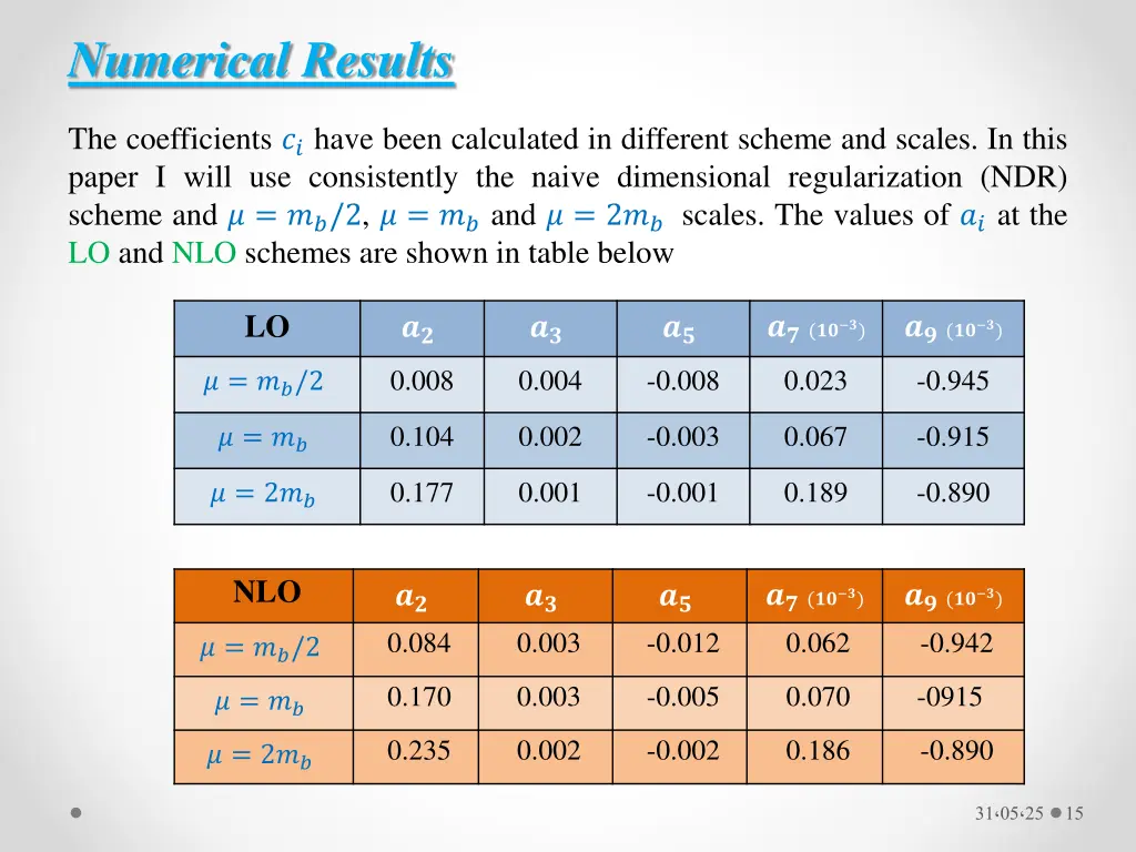 numerical results