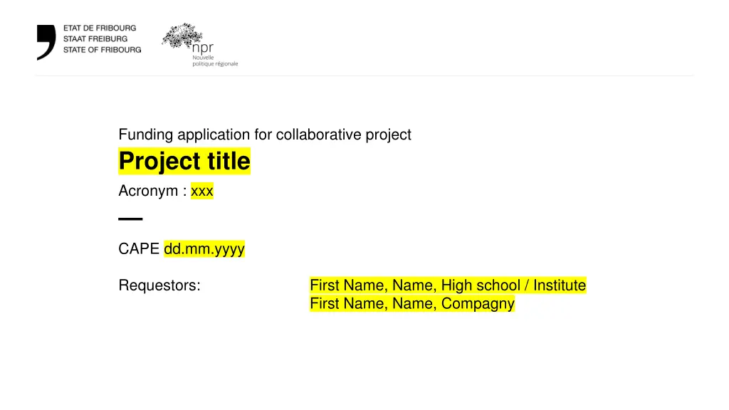 funding application for collaborative project