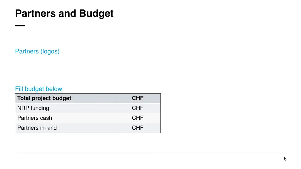 partners and budget