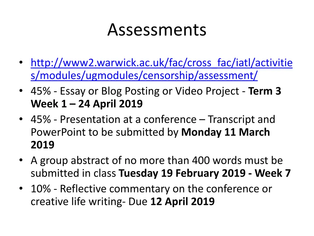 assessments