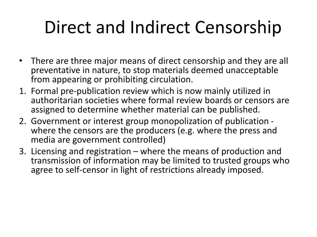 direct and indirect censorship