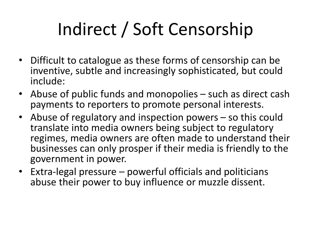 indirect soft censorship