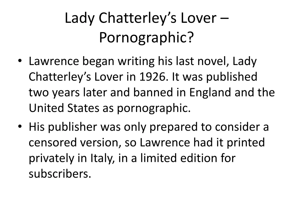 lady chatterley s lover pornographic