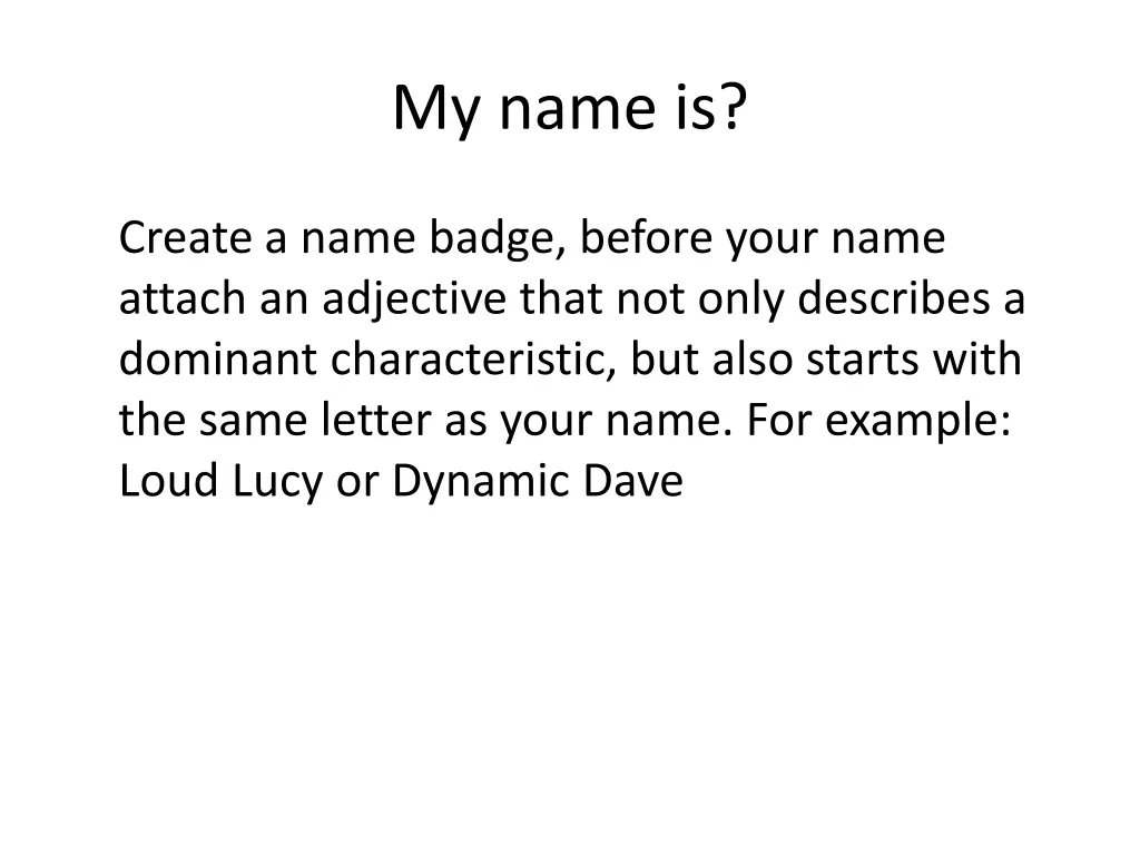 my name is