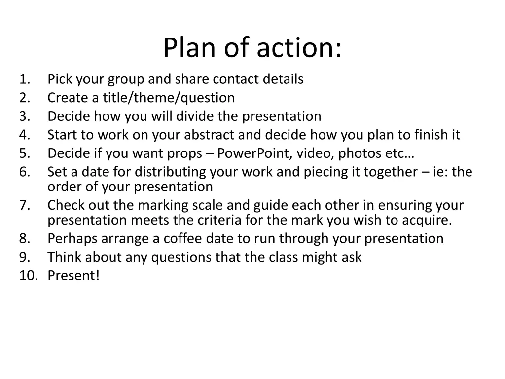 plan of action