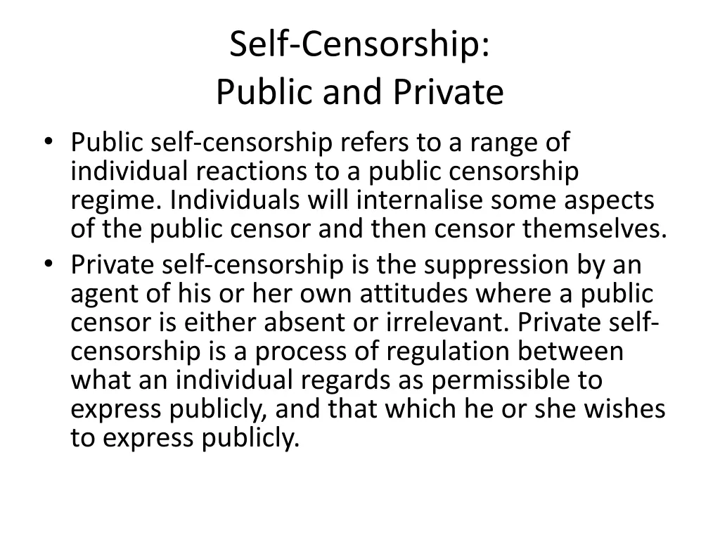 self censorship public and private