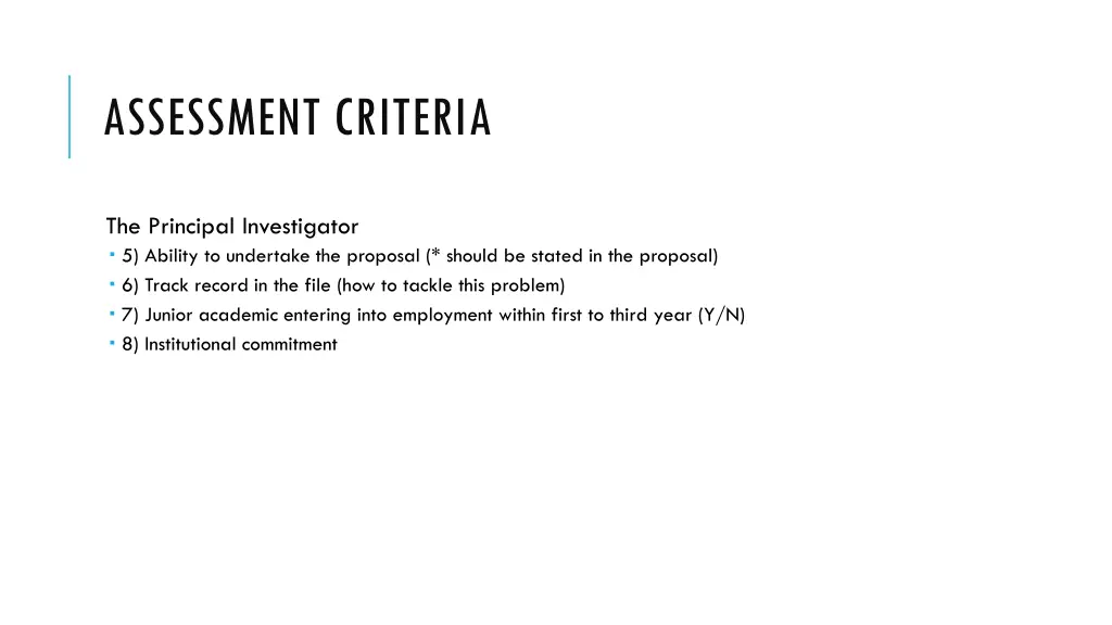 assessment criteria 1