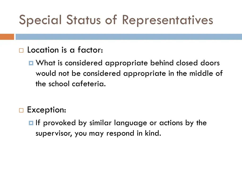 special status of representatives 10