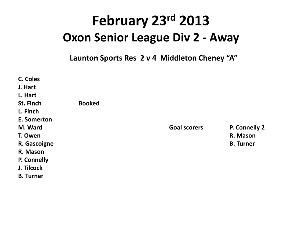 february 23 rd 2013 oxon senior league div 2 away