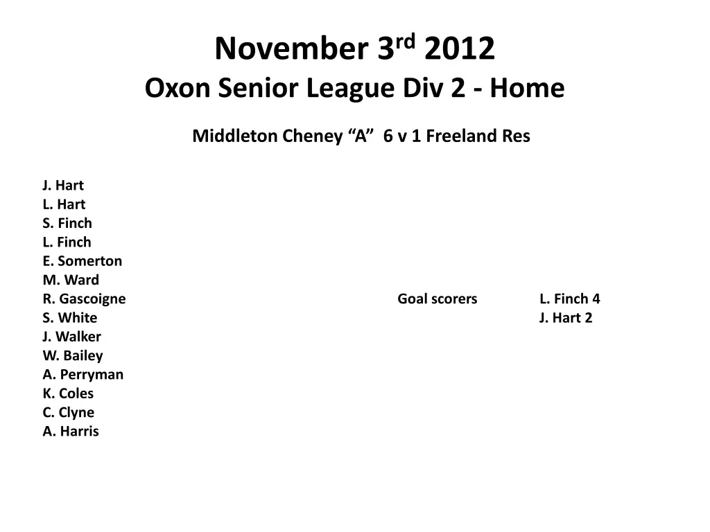 november 3 rd 2012 oxon senior league div 2 home