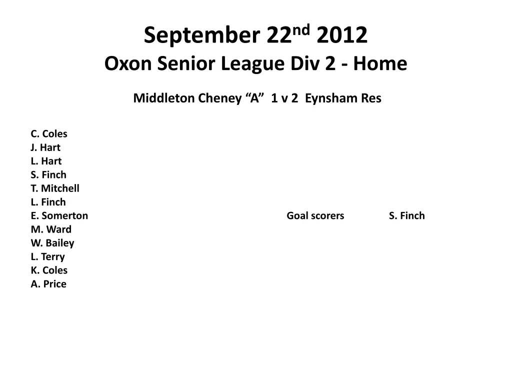 september 22 nd 2012 oxon senior league div 2 home