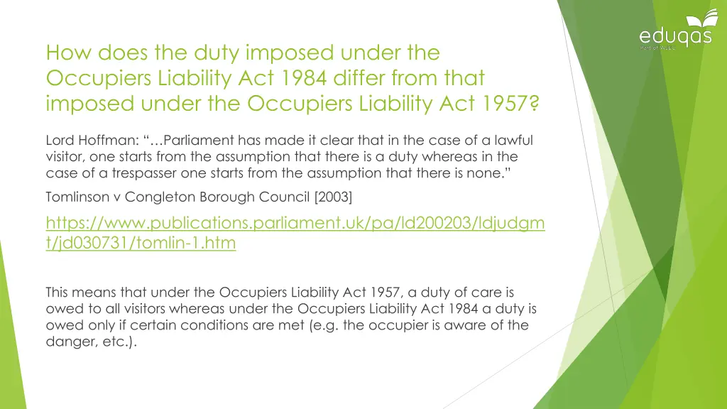 how does the duty imposed under the occupiers 1