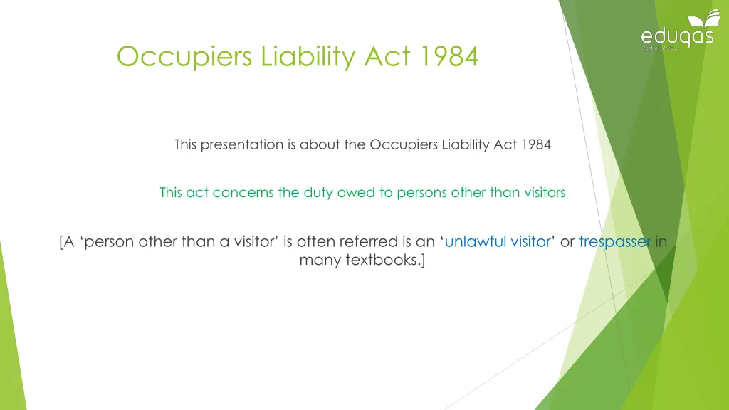 occupiers liability act 1984