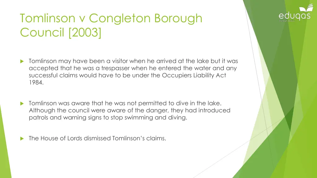 tomlinson v congleton borough council 2003 1