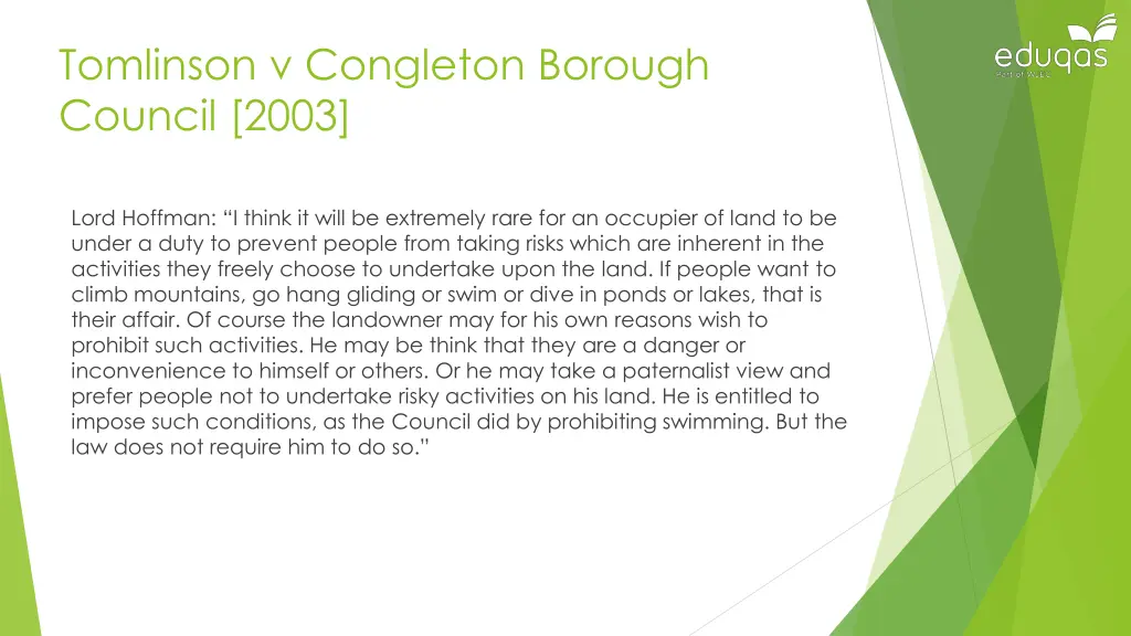 tomlinson v congleton borough council 2003 2
