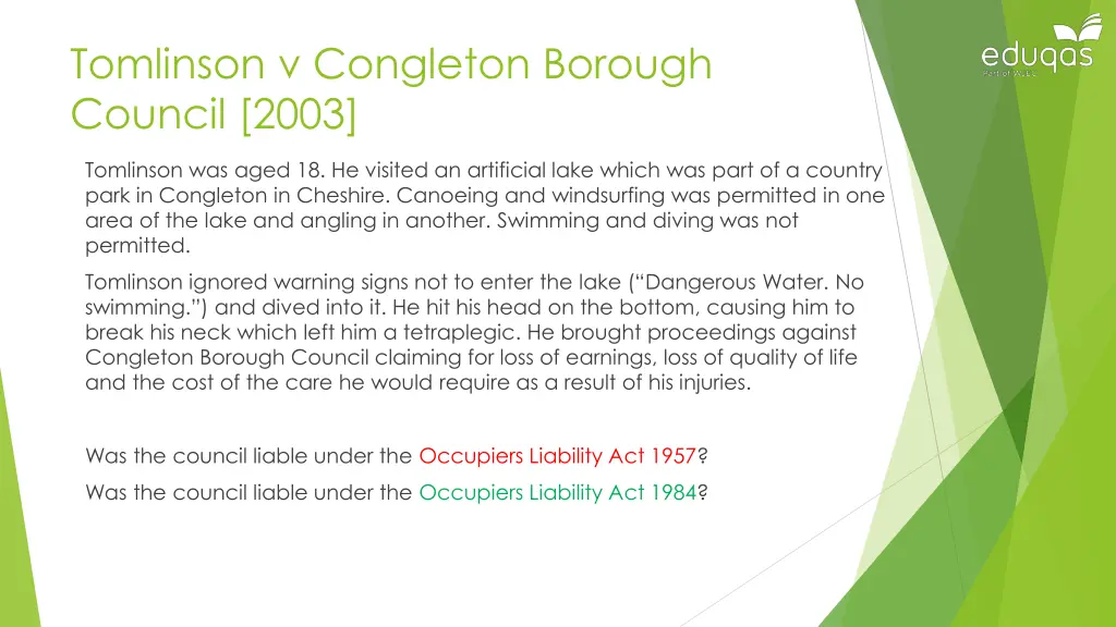 tomlinson v congleton borough council 2003