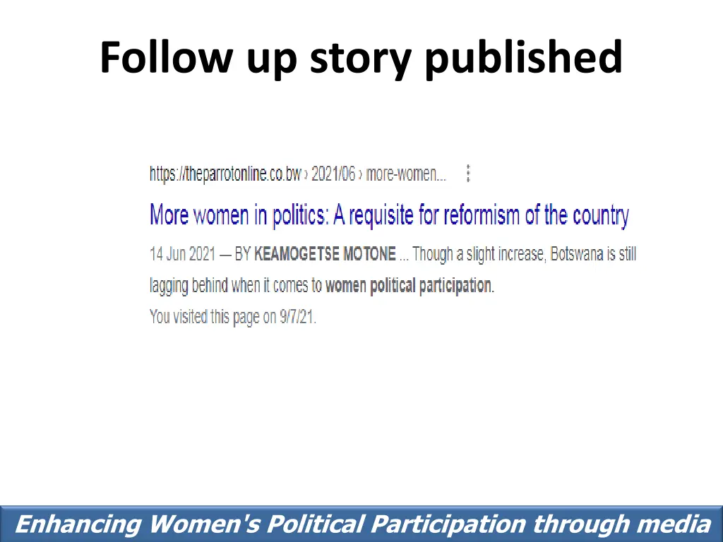 follow up story published