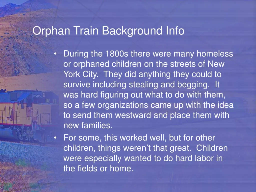 orphan train background info
