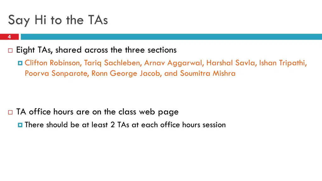 say hi to the tas