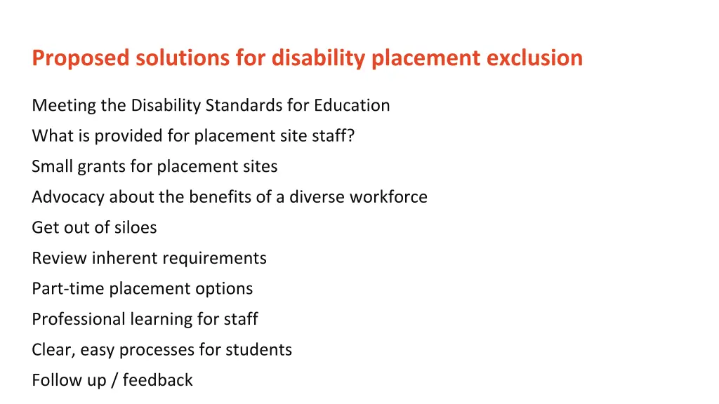 proposed solutions for disability placement