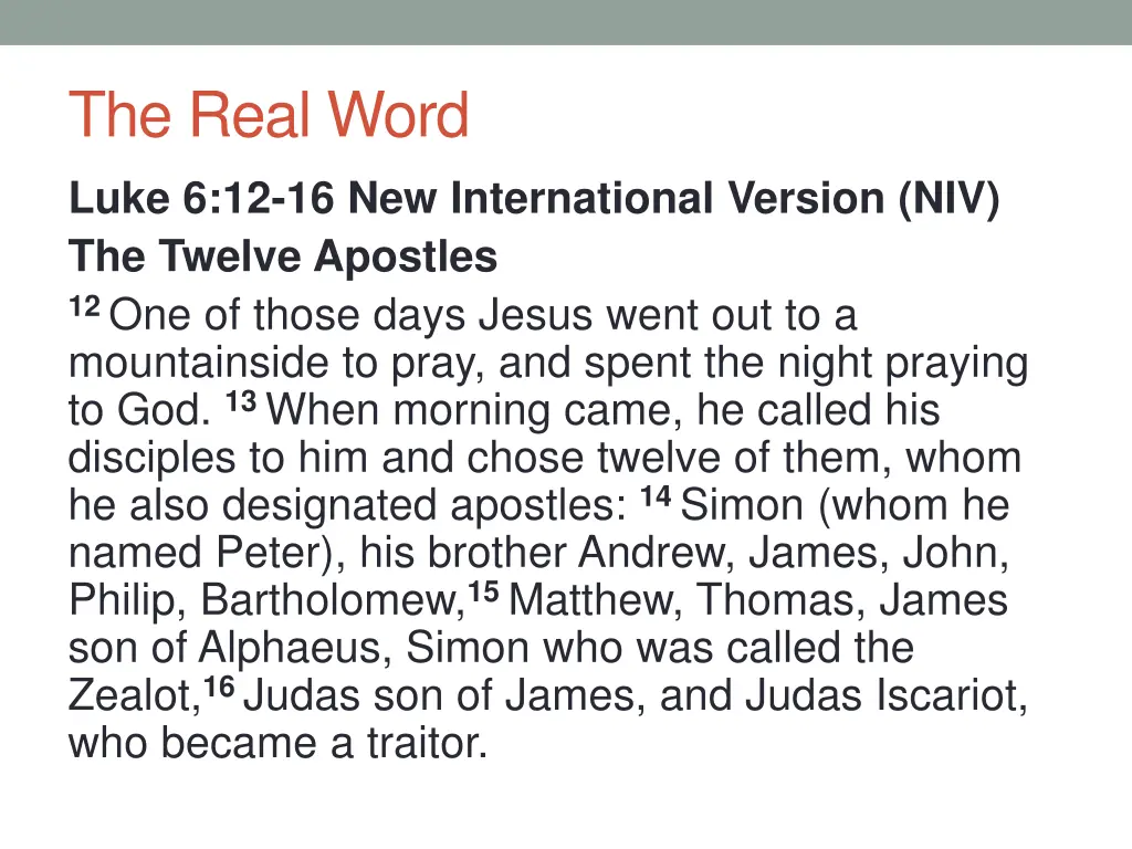 the real word luke 6 12 16 new international