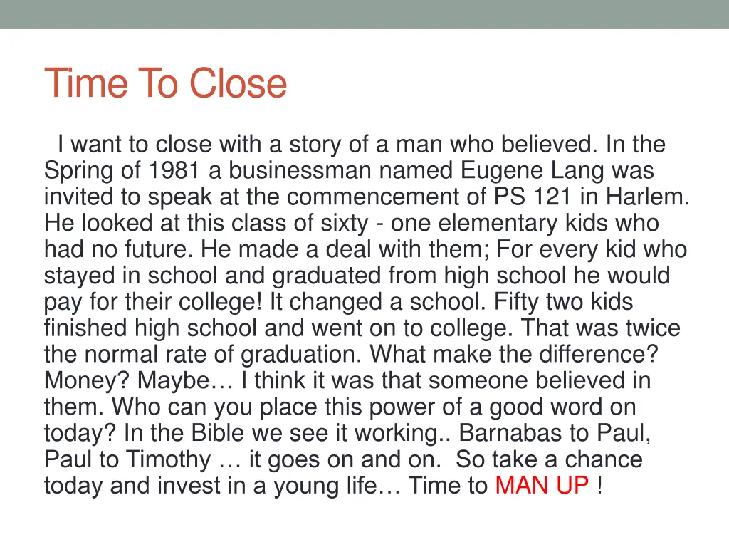 time to close