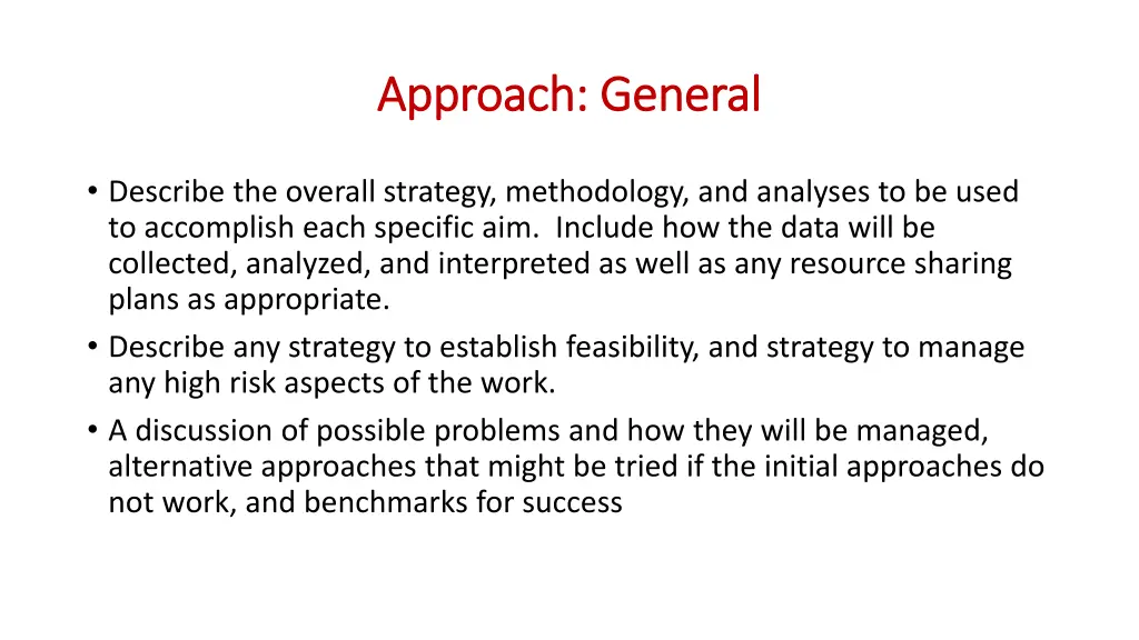 approach general approach general