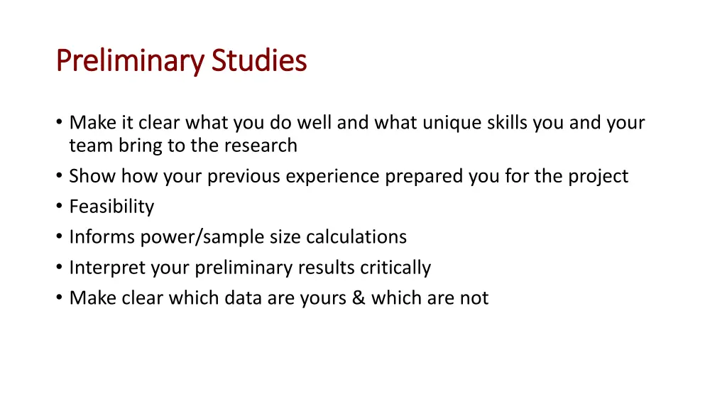 preliminary studies preliminary studies