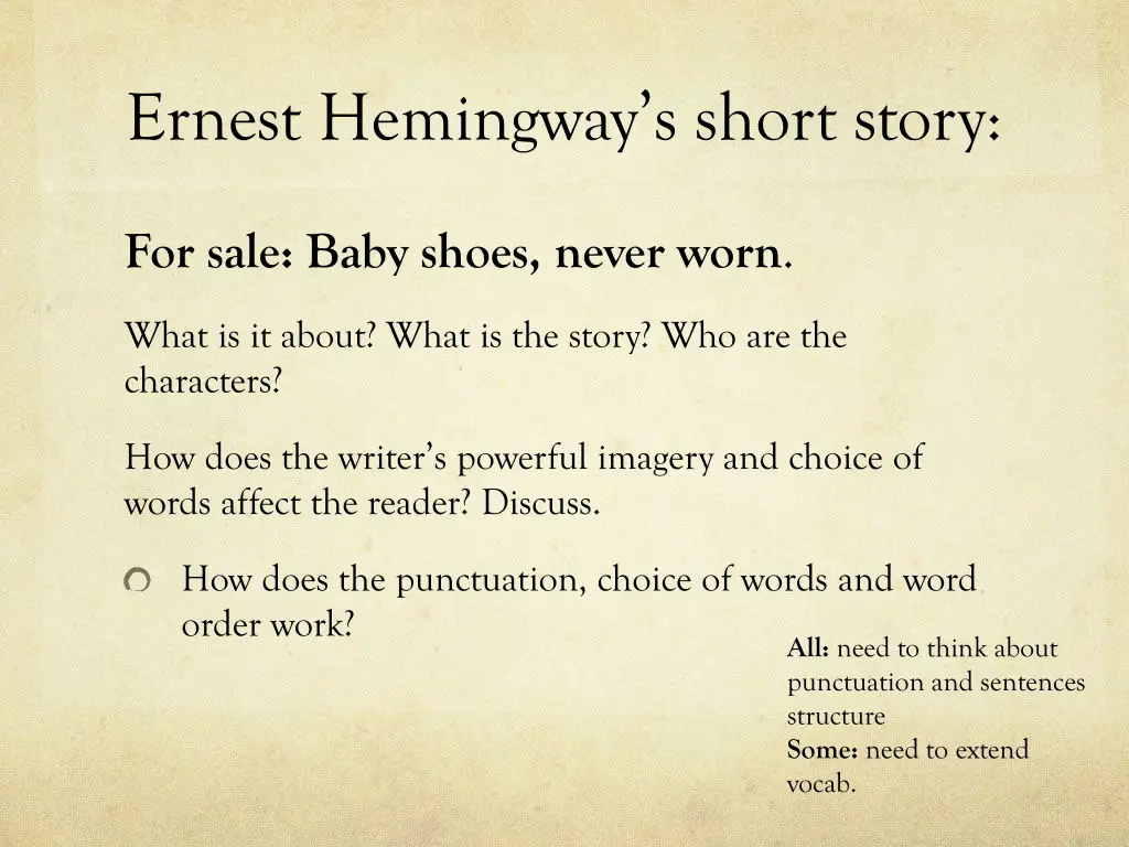 ernest hemingway s short story