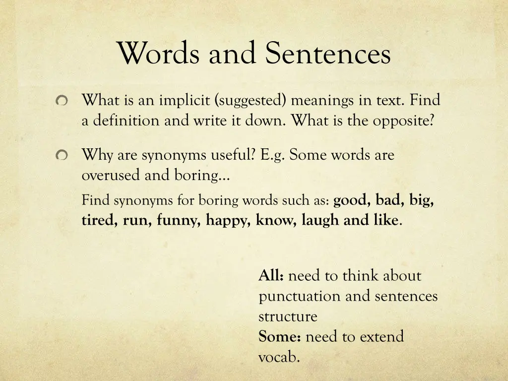 words and sentences