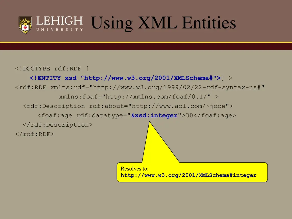 using xml entities