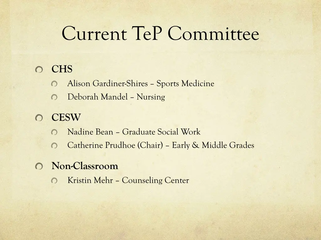 current tep committee 1