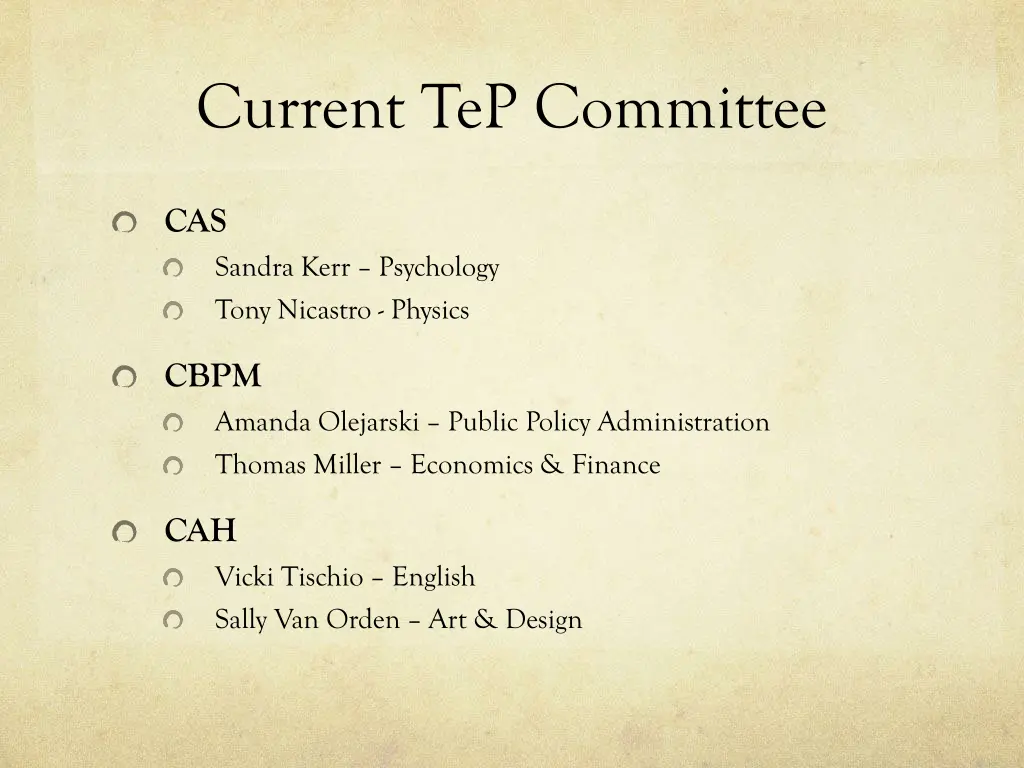 current tep committee