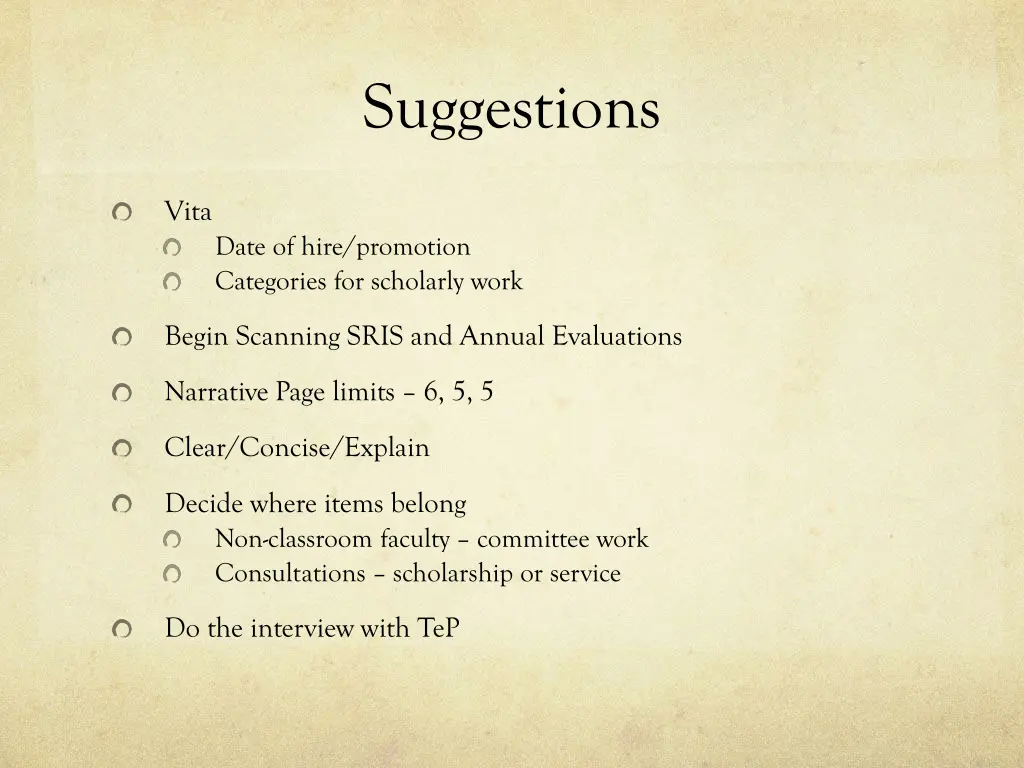 suggestions
