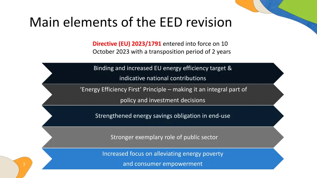 main elements of the eed revision