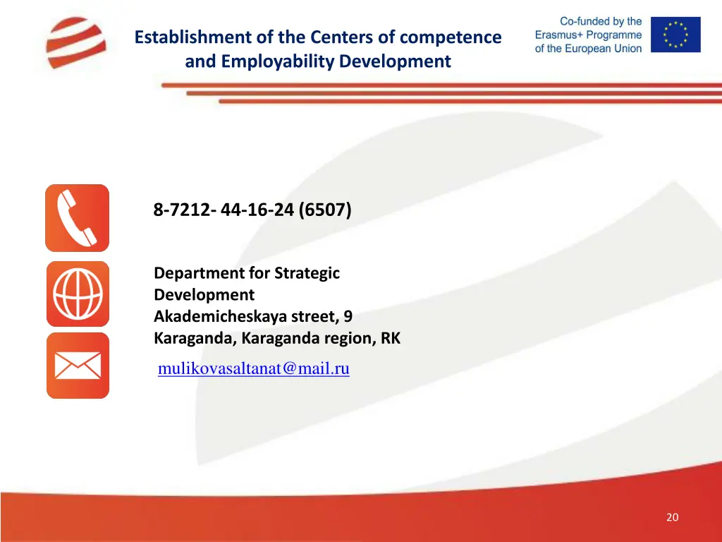 establishment of the centers of competence 1