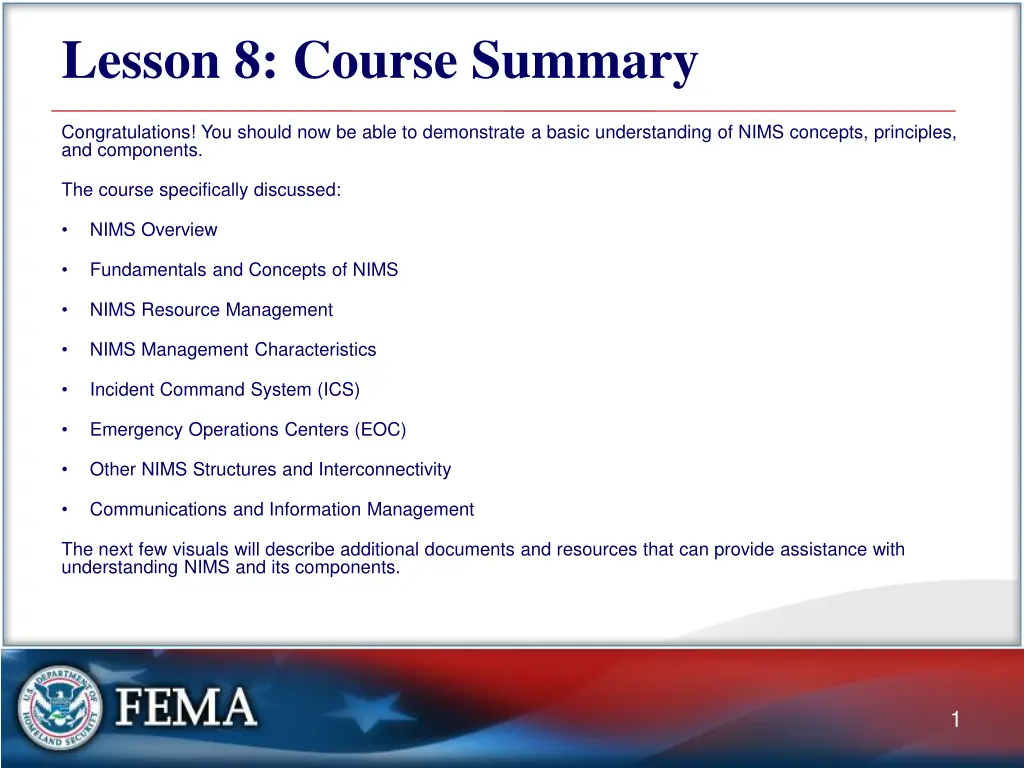lesson 8 course summary
