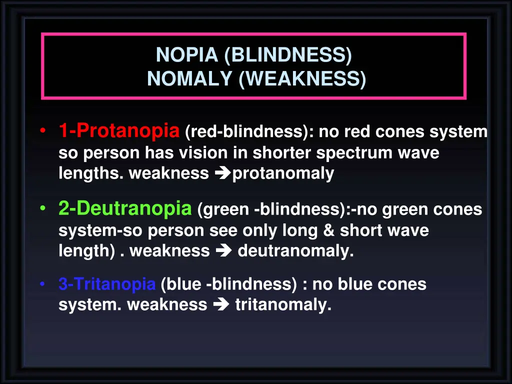 nopia blindness nomaly weakness