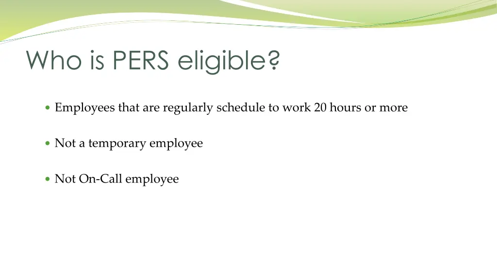 who is pers eligible