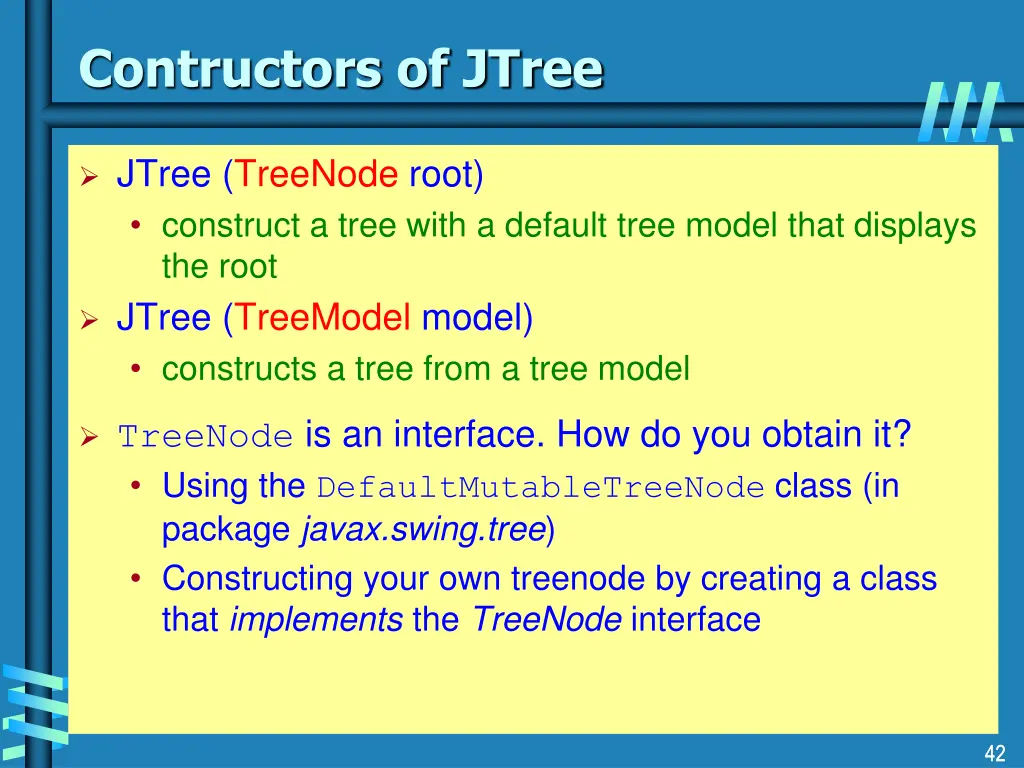 contructors of jtree