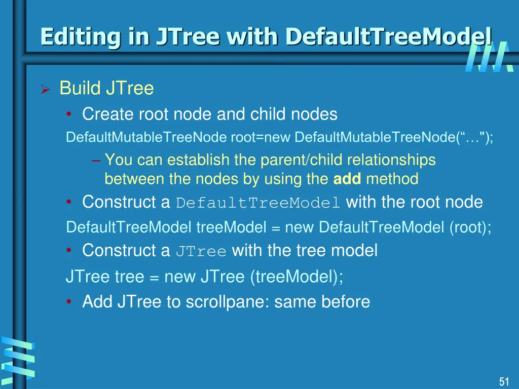 editing in jtree with defaulttreemodel
