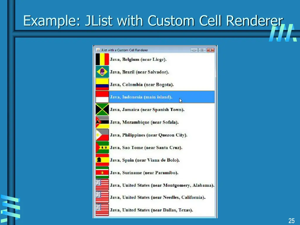 example jlist with custom cell renderer
