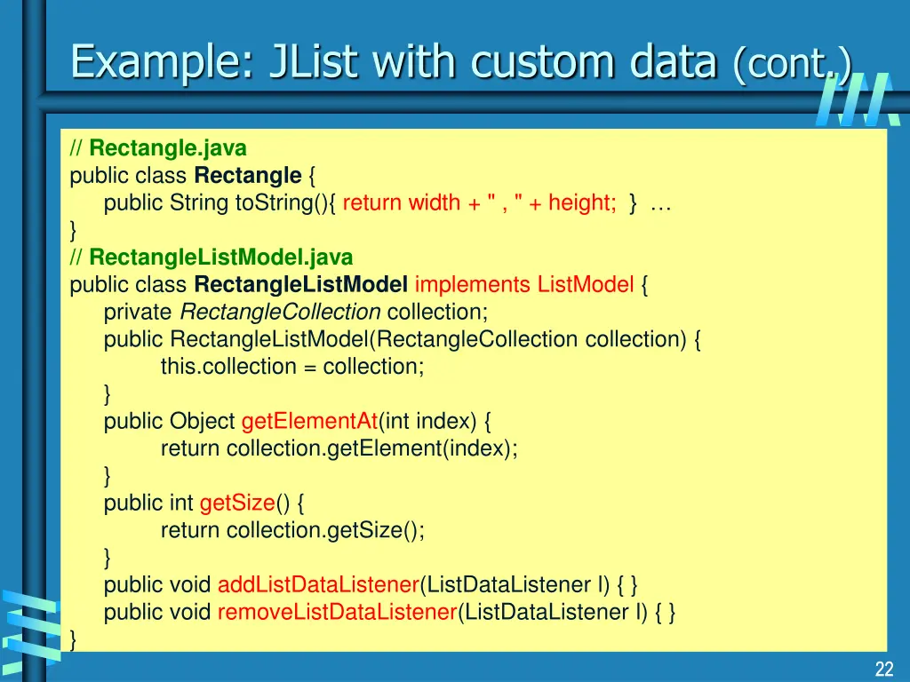 example jlist with custom data cont