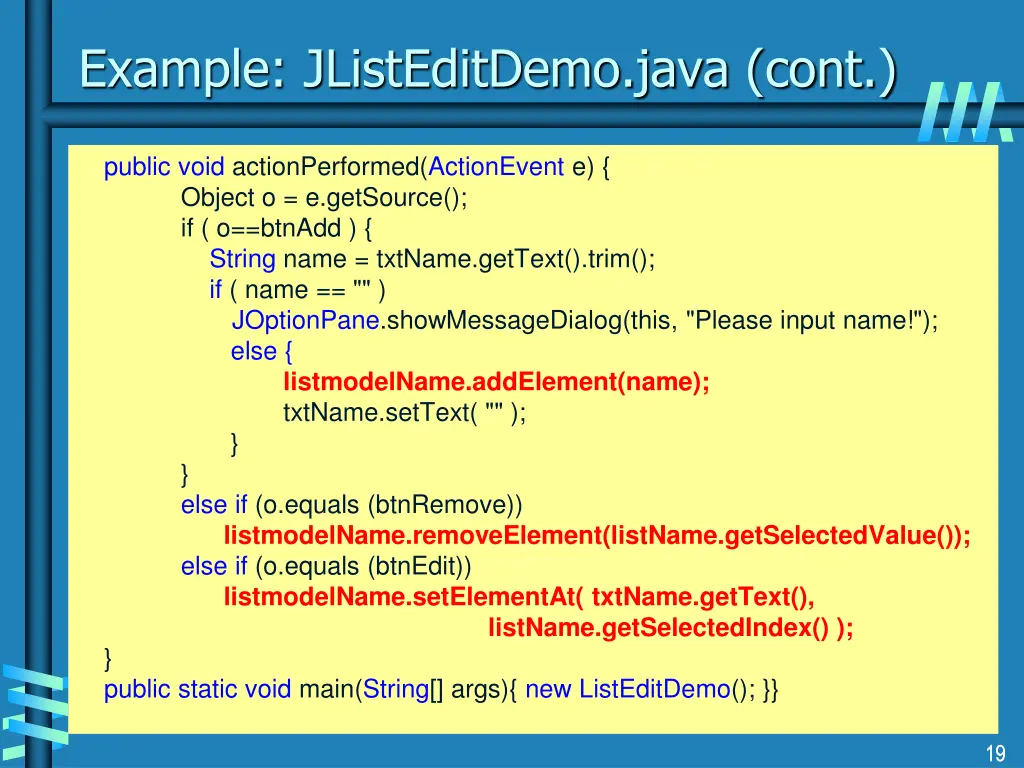 example jlisteditdemo java cont 1