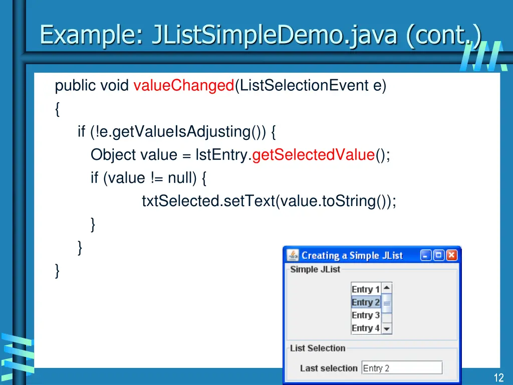 example jlistsimpledemo java cont
